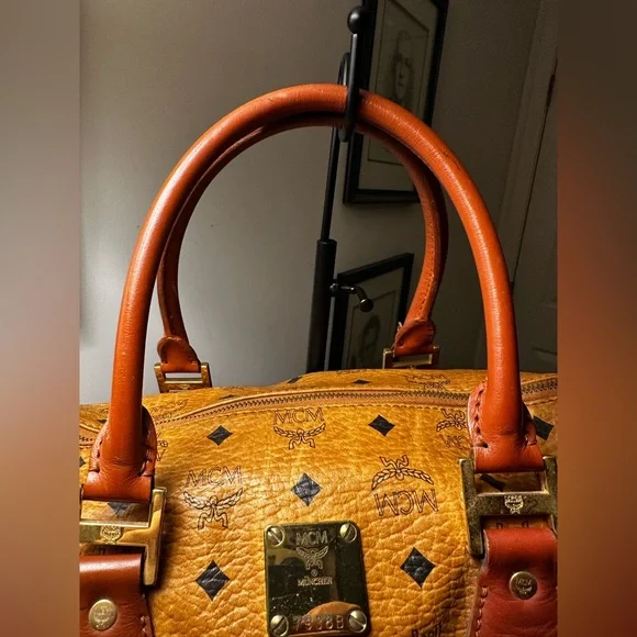 MCM Cognac Visetos Boston
